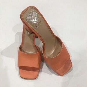 Block hill peach mules leather Vince Camuto